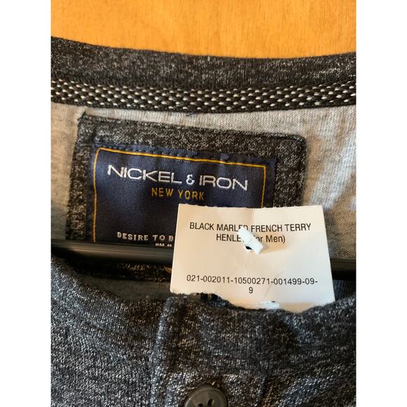 Nickel & Iron NWT Black Marled French Terry Henley Men' Small Luxe Cotton - Picture 2 of 5